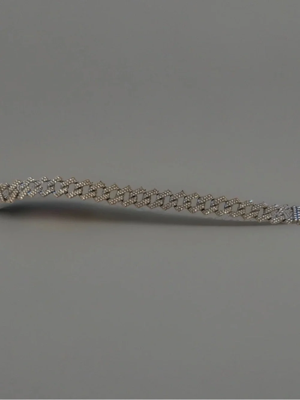 Silver Tone Cuban Link Chain Bracelet with Box Clasp Chain Style